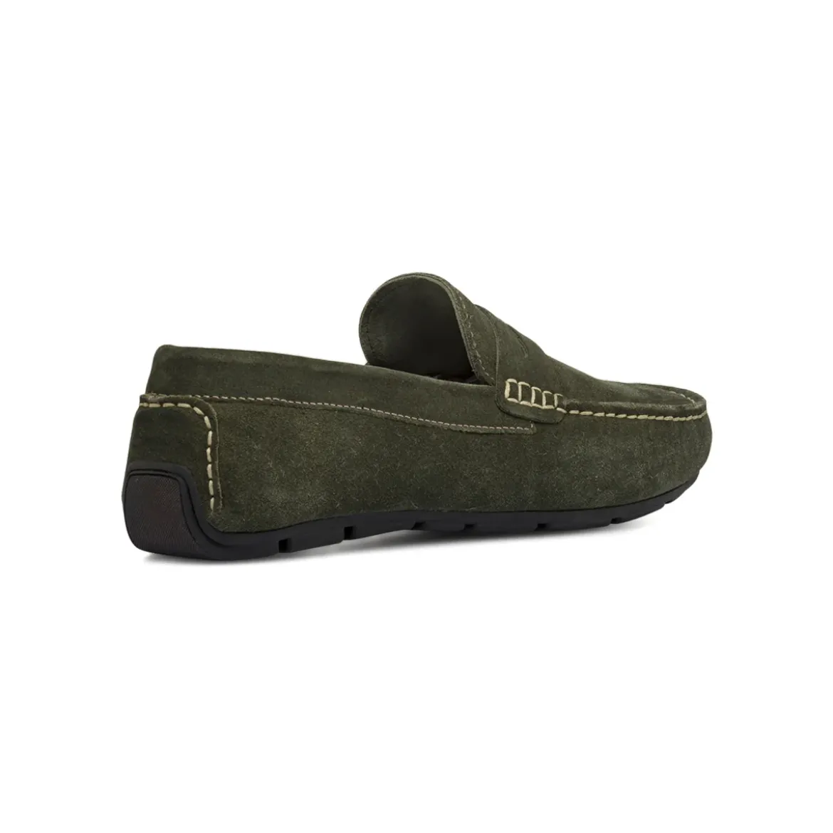 Mocassini loafer verdi da Uomo in pelle effetto scamosciato Primopiano