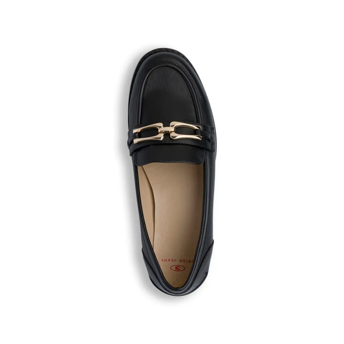 Mocassini neri da donna con morsetto in metallo colore oro Swish Jeans