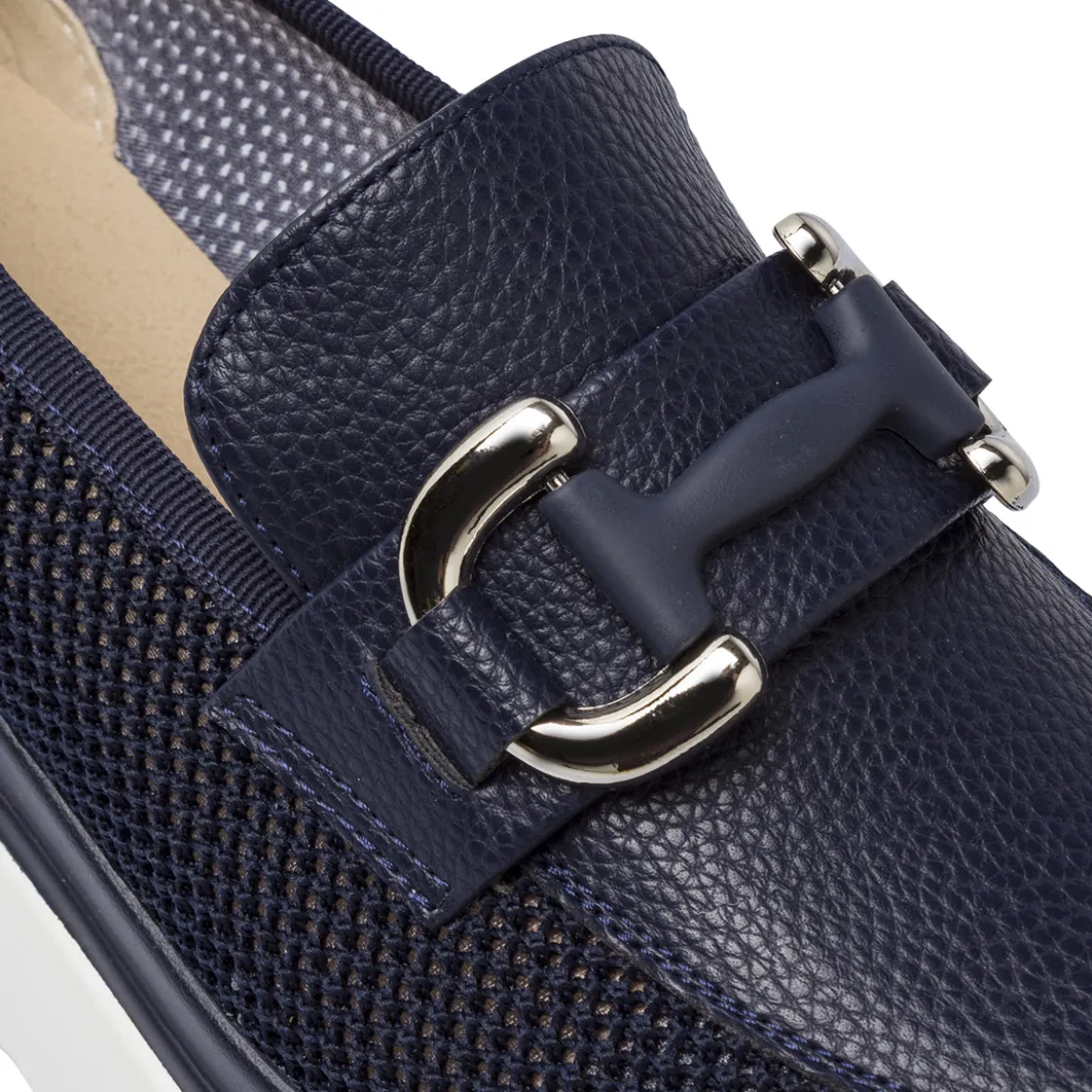 Mocassini platform blu da Donna con morsetto argentato Lora Ferres