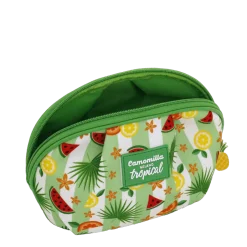 Necessaire da viaggio verde con stampa tropicale Camomilla Milano