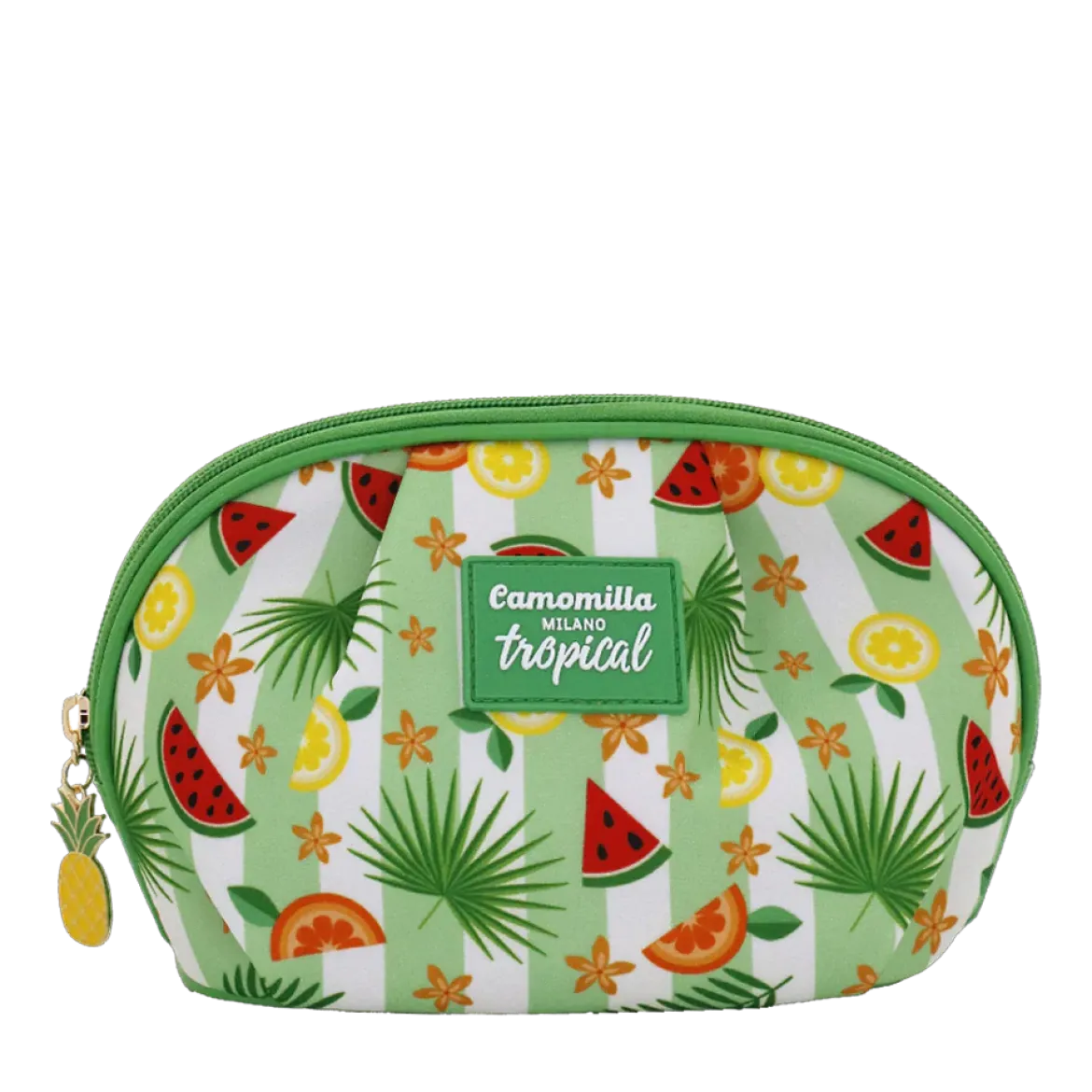 Necessaire da viaggio verde con stampa tropicale Camomilla Milano