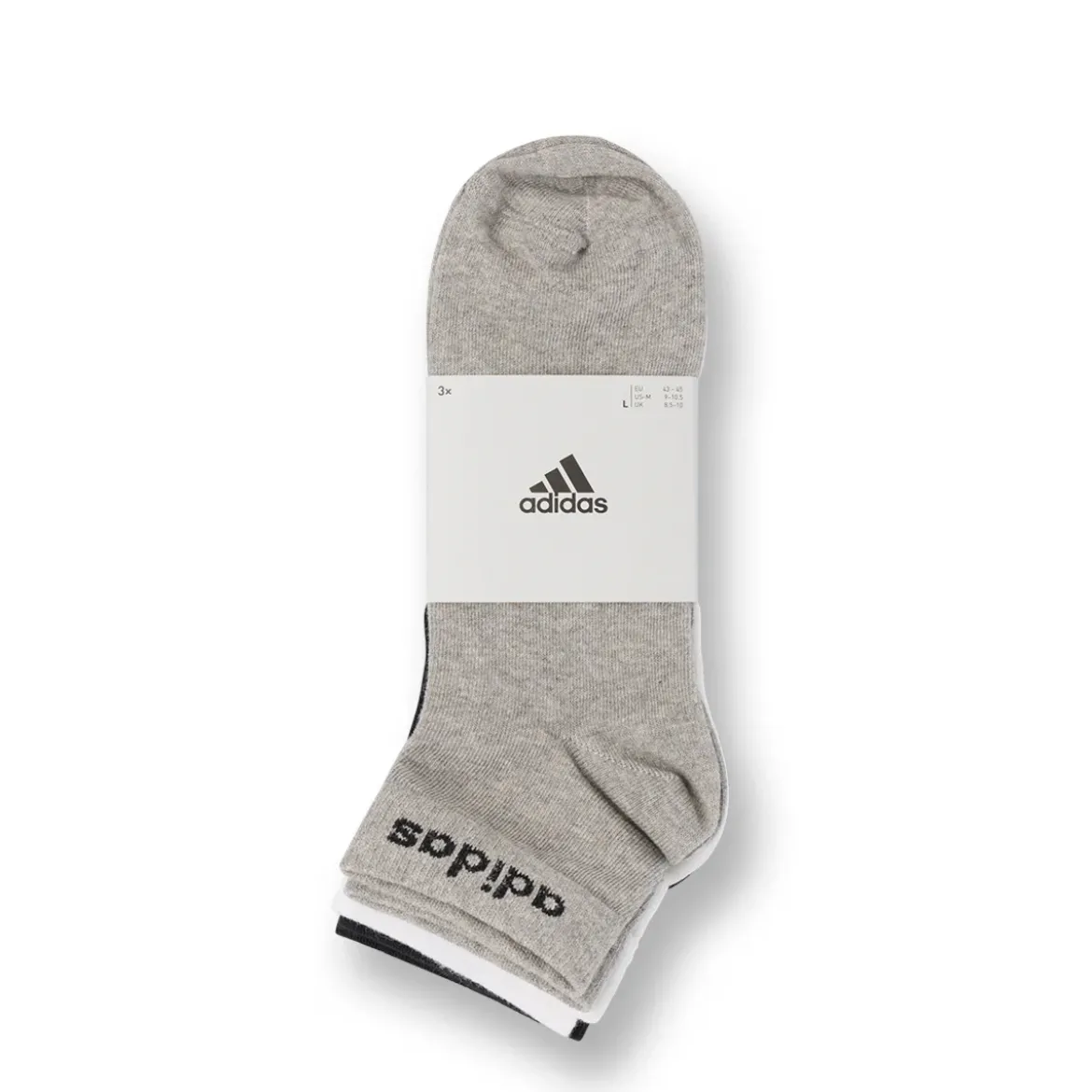Pacco da 3 calzini neri, grigi e bianchi adidas Thin Linear-Cut