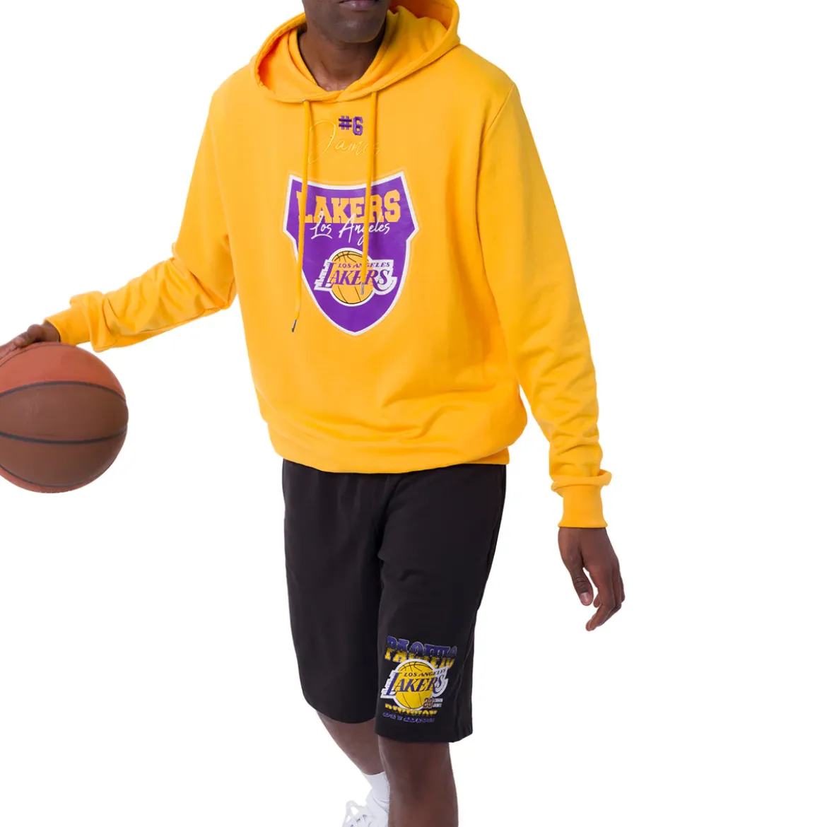 Pantaloncini corti Sportivi da Uomo neri con stampa LA Lakers NBA