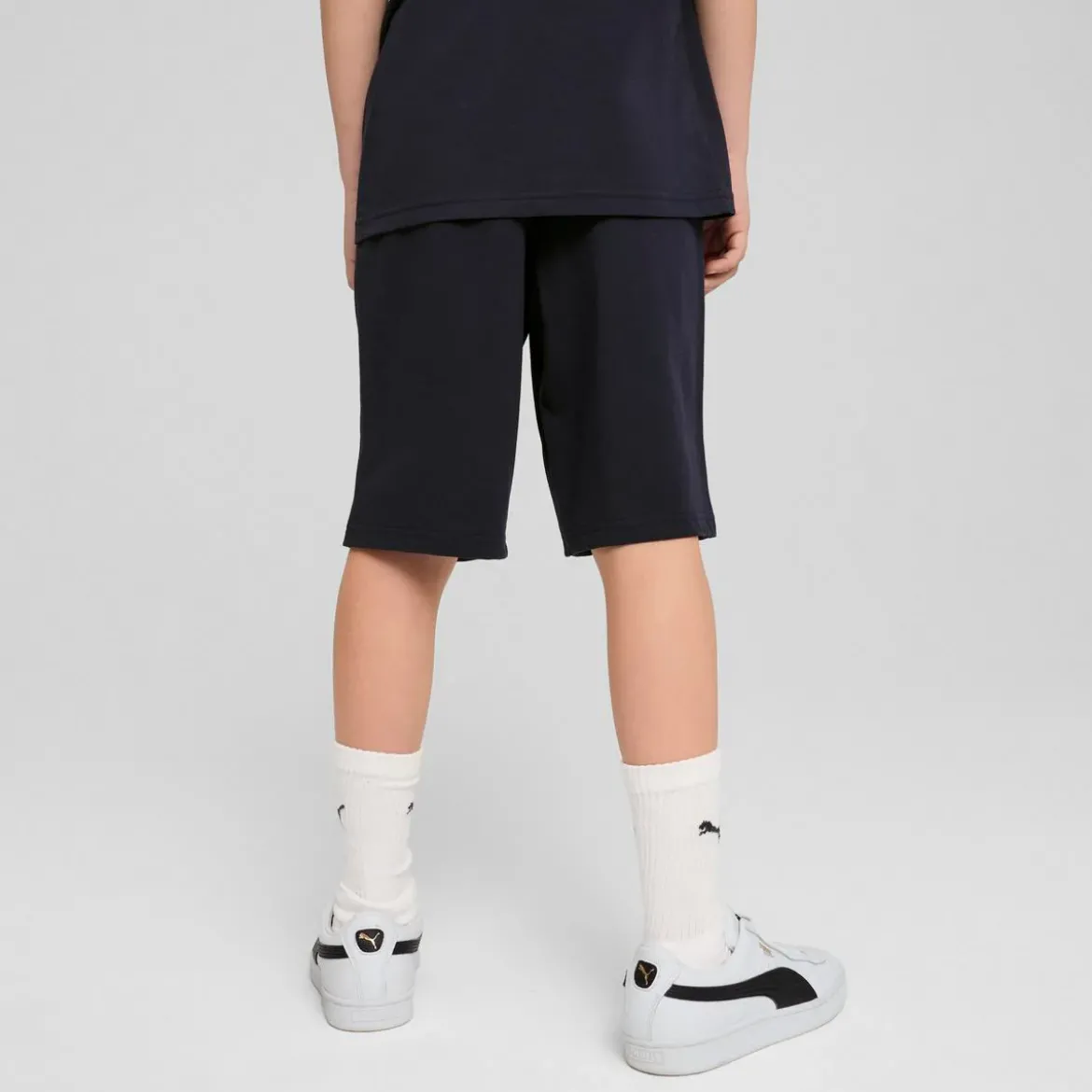 Pantaloncini da bambino e ragazzo neri con vita elasticizzata Puma