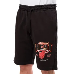 Pantaloncini shorts sportivi neri da Uomo con logo NBA Miami Heat