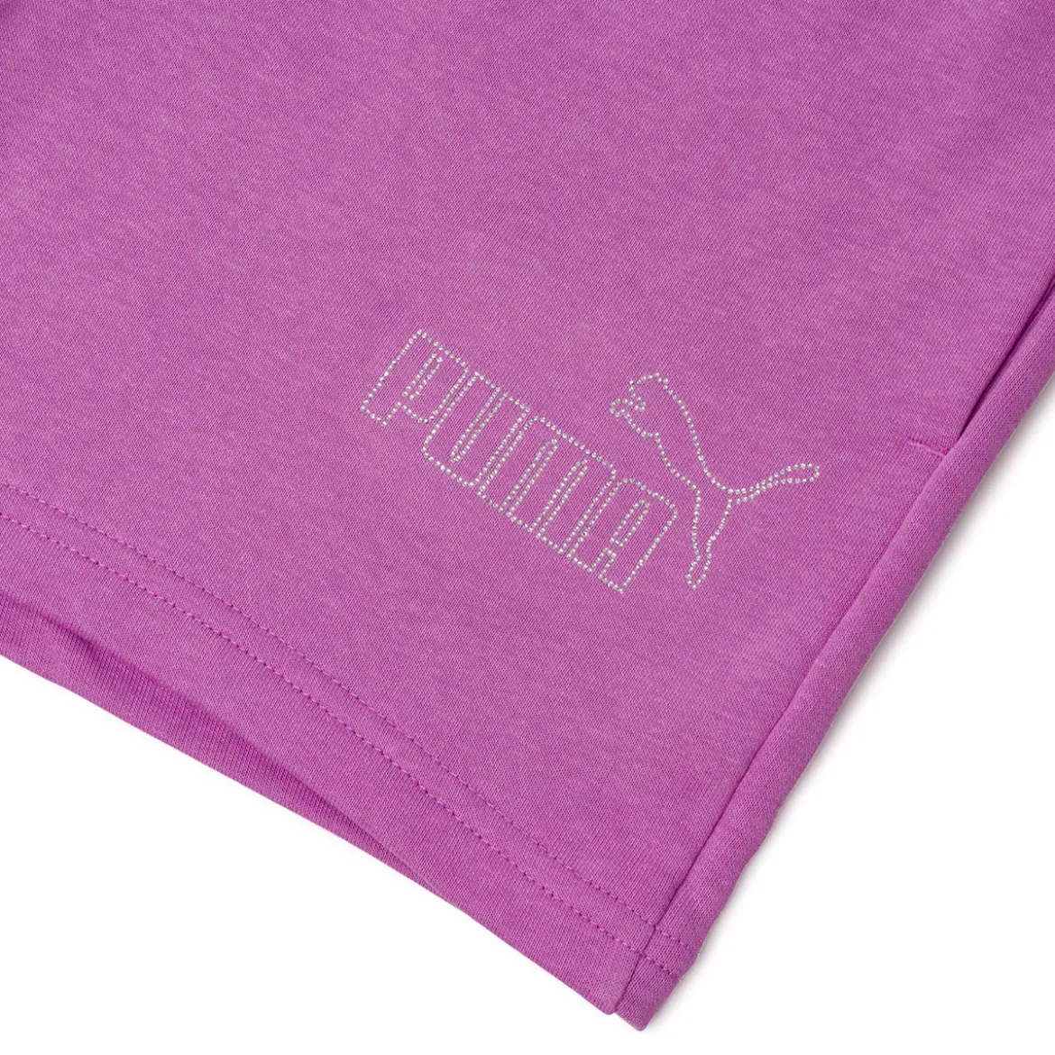 Pantaloncini sportivi viola da Donna con logo strass Puma ESS