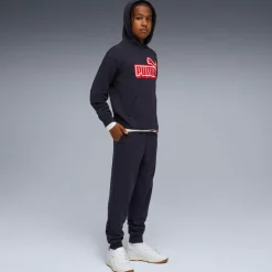Pantaloni da bambino e ragazzo blu Puma con logo