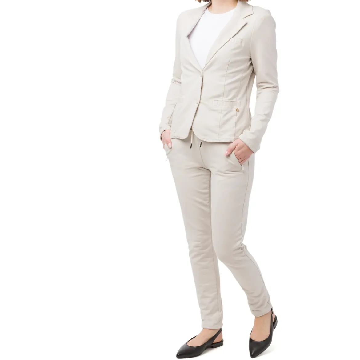 Pantaloni elasticizzati beige da Donna con tasche Swish Jeans