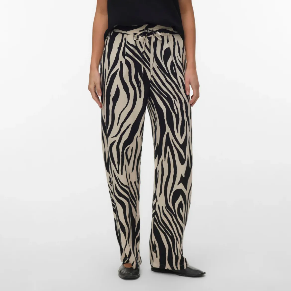 Pantaloni leggeri beige da Donna con stampa animalier Vero Moda
