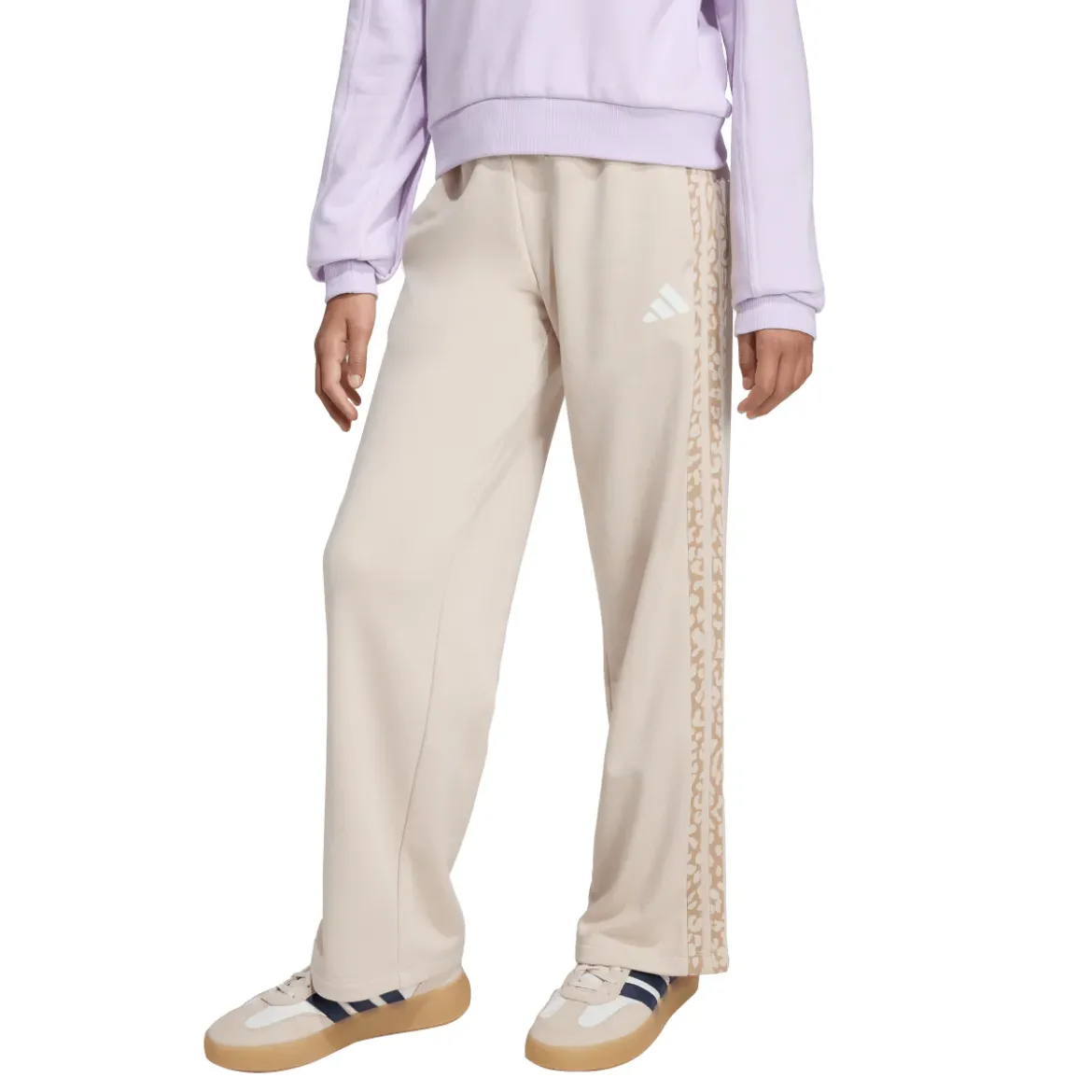 Pantaloni sportivi bambina beige adidas con stampa animalier laterale