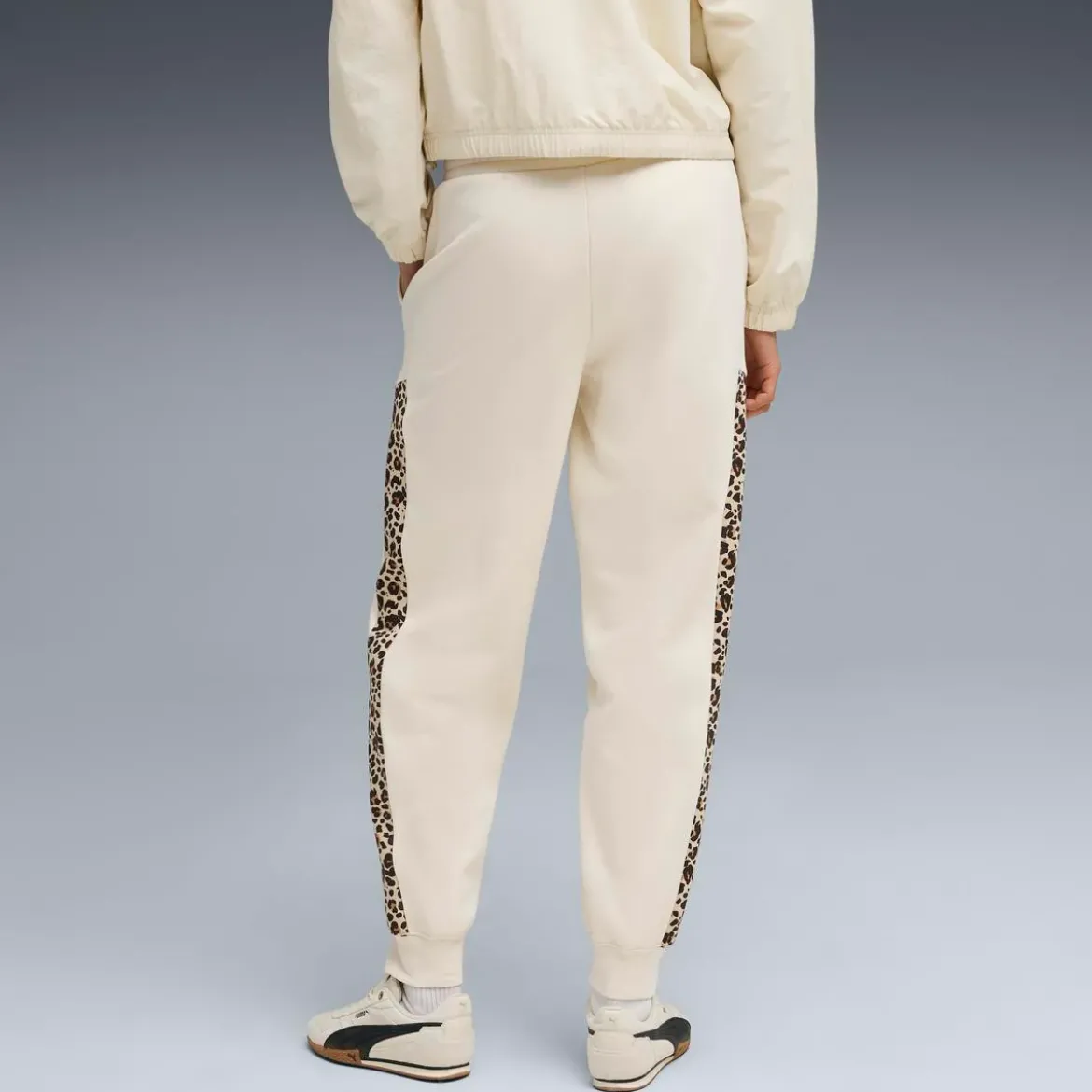 Pantaloni sportivi bianco off-white da Donna e inserti leopardati Puma