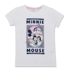 Pigiama corto bianco e rosa da bambina con stampa Minnie