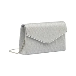 Pochette Argento Glitter con patta a Busta Lora Ferres