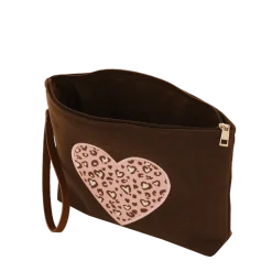 Pochette marrone da Donna con cuore maculato e manico Camomilla Milano