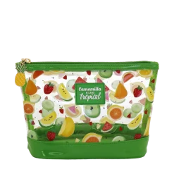 Pochette trasparente verde con stampa tropicale Camomilla Milano