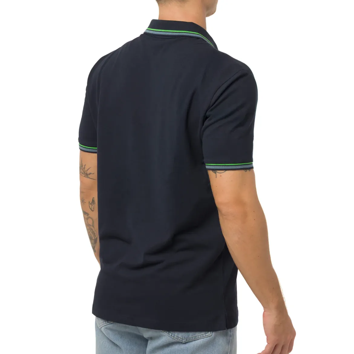 Polo blu da Uomo con dettaglio verde fluo Tonino Lamborghini
