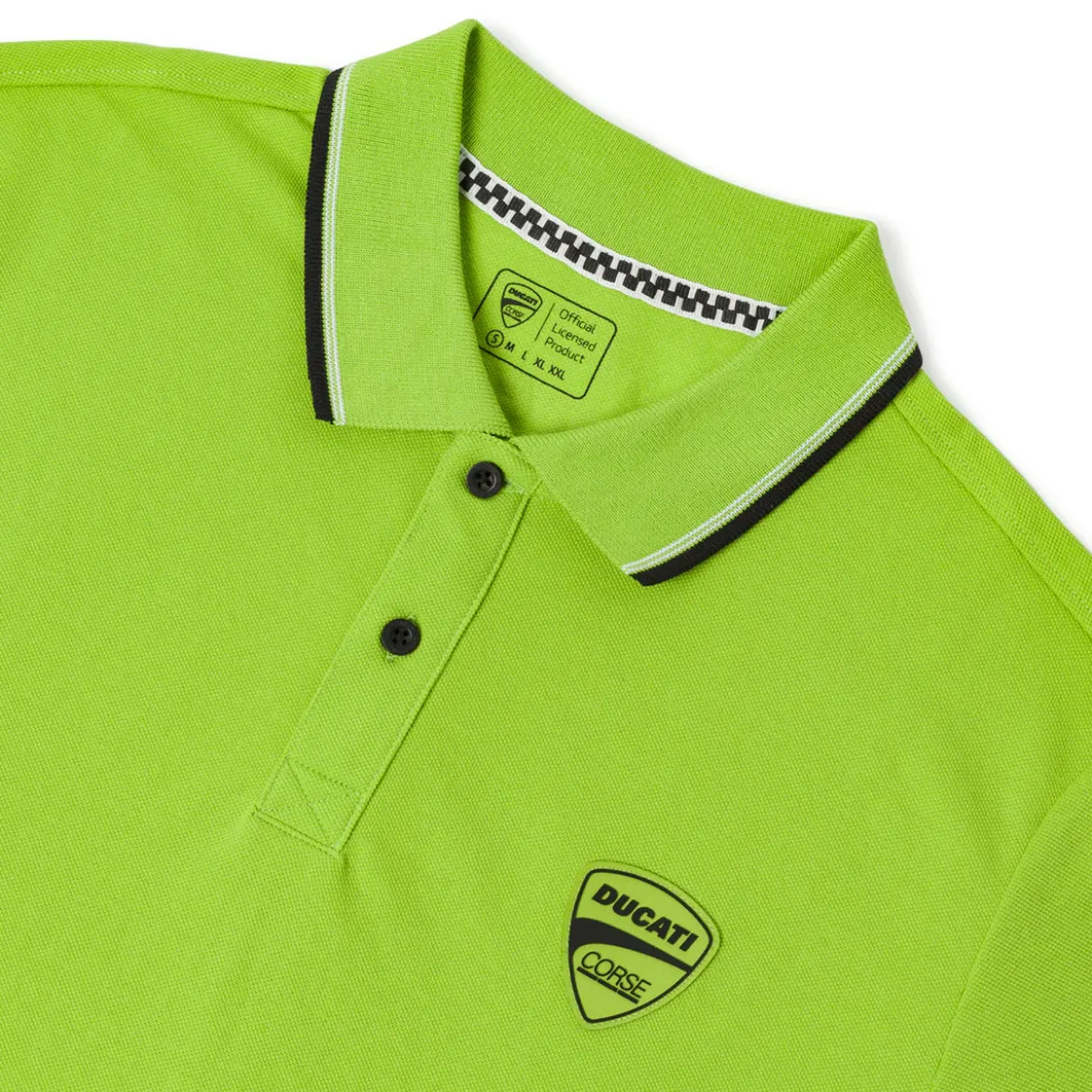 Polo sportiva Uomo verde con profili a contrasto e logo Ducati Corse