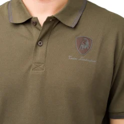 Polo verde militare da uomo Tonino Lamborghini con logo