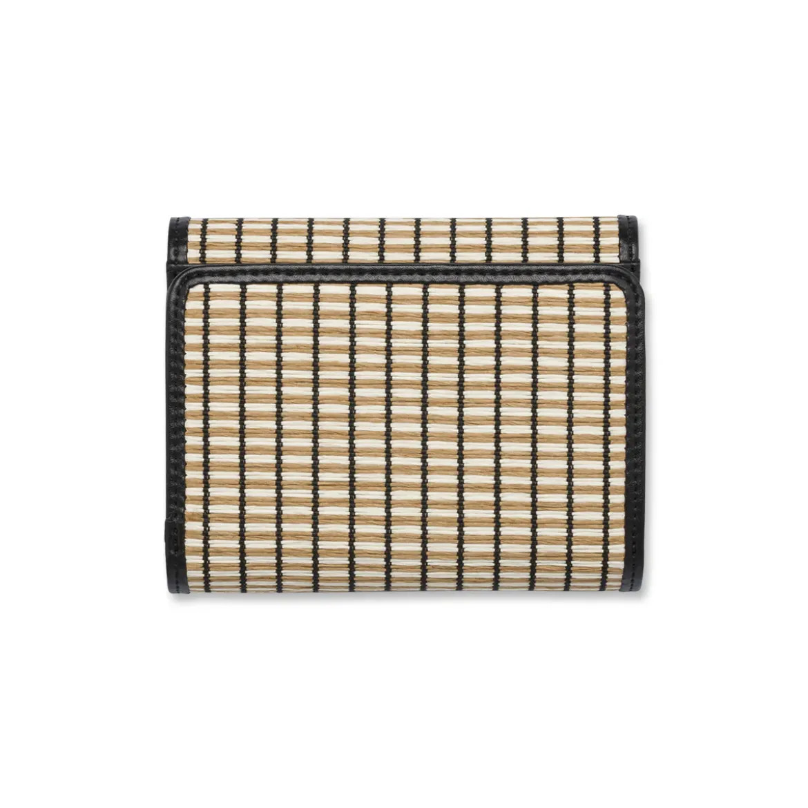 Portafoglio da Donna a righe effetto paglia nero e beige Lora Ferres