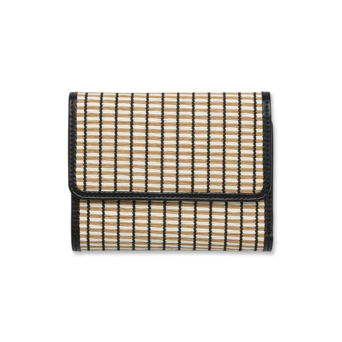 Portafoglio da Donna a righe effetto paglia nero e beige Lora Ferres