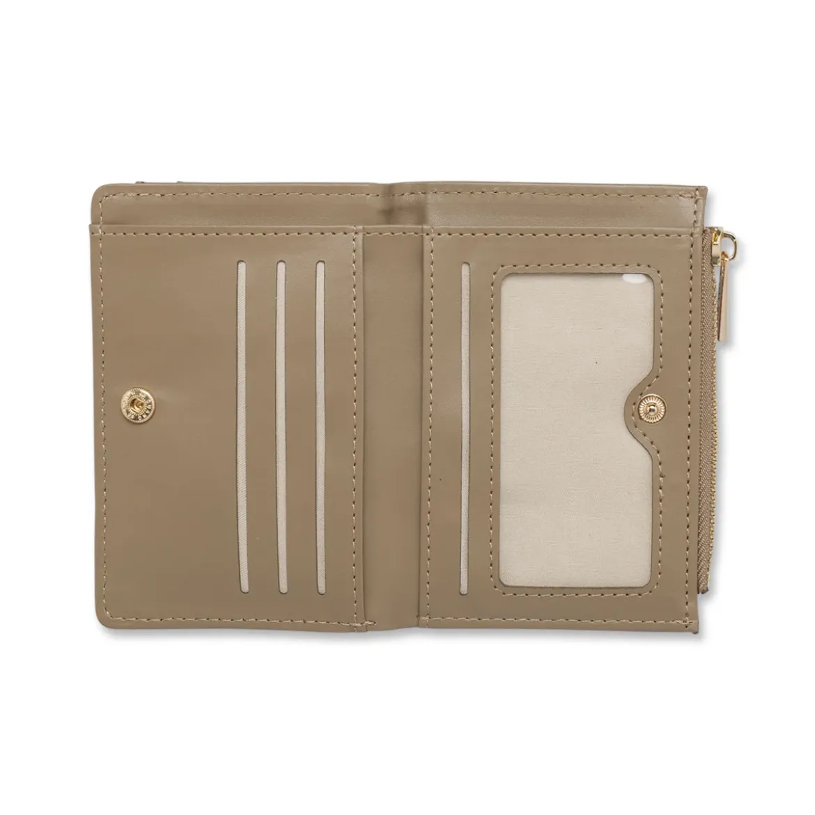 Portafoglio da Donna taupe effetto martellato con zip Lora Ferres