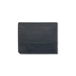 Portafoglio da uomo blu in pelle con cuciture e logo frontale Jaguar