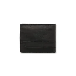 Portafoglio da uomo nero in pelle con logo metallico Jaguar