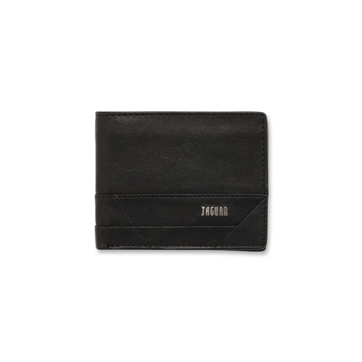 Portafoglio da uomo nero in pelle con logo metallico Jaguar