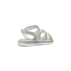 Sandali argento da Bambina con strass e fascia intrecciata Dieci Baci