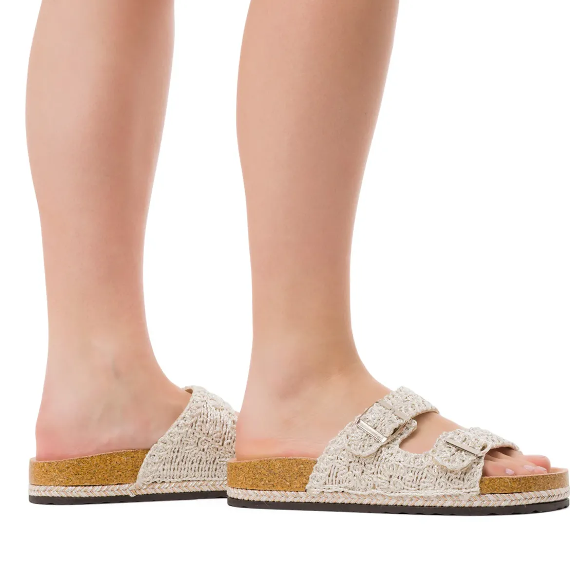Sandali argento da Donna con tramatura effetto crochet Lora Ferres