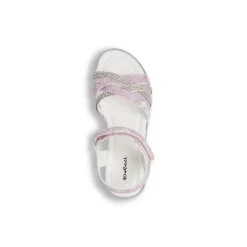 Sandali Bambina Rosa e lilla con fasce incrociate e strass Dieci Baci