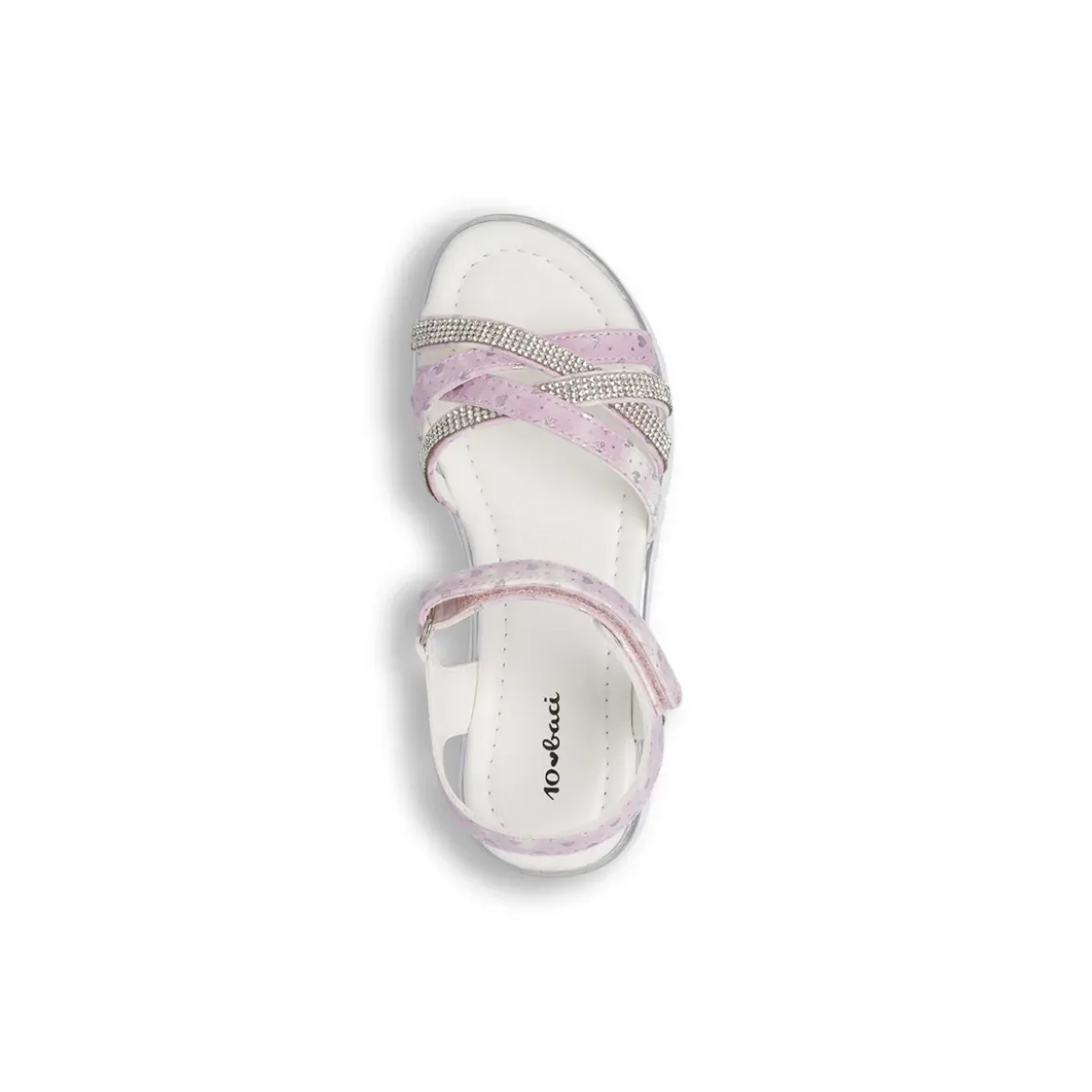 Sandali Bambina Rosa e lilla con fasce incrociate e strass Dieci Baci