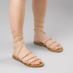 Sandali bassi alla schiava da Donna con strass oro rosa Lora Ferres