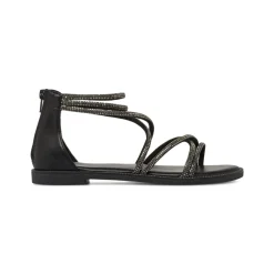 Sandali bassi eleganti da Donna neri con strass e zip Lora Ferres