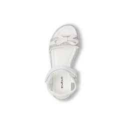 Sandali Bianchi Bambina con strass fiocco dettagli argento Dieci Baci