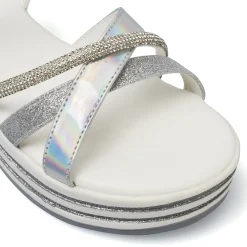 Sandali Bianchi Bambina con strass ed effetto olografico Dieci Baci