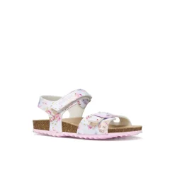 Sandali bianchi Bambina con stampa unicorni e suola traspirante Geox