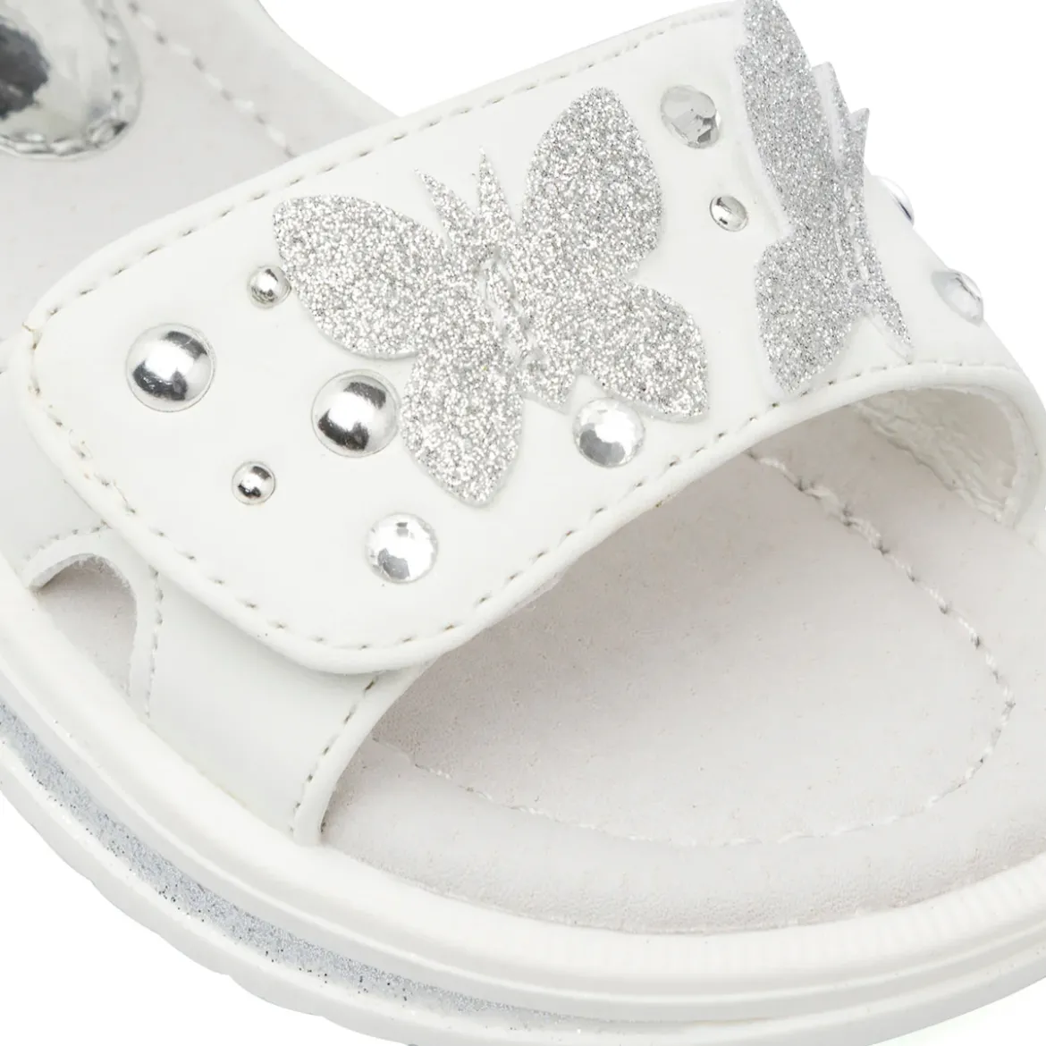 Sandali bianchi da Bambina con farfalle e doppio strappo Le scarpe di Alice