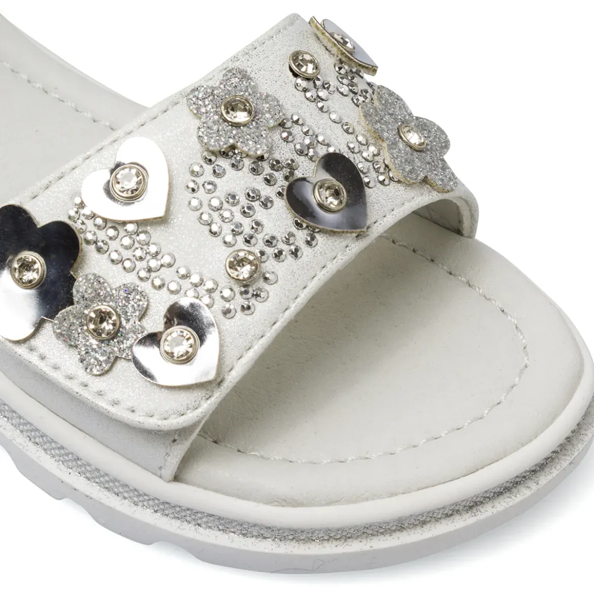 Sandali bianchi da Bambina con cinturini e strass Le scarpe di Alice