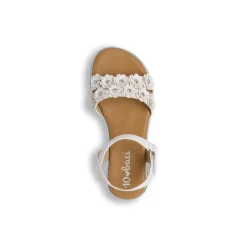 Sandali Bianchi da Bambina con fiori e strass argento Dieci Baci