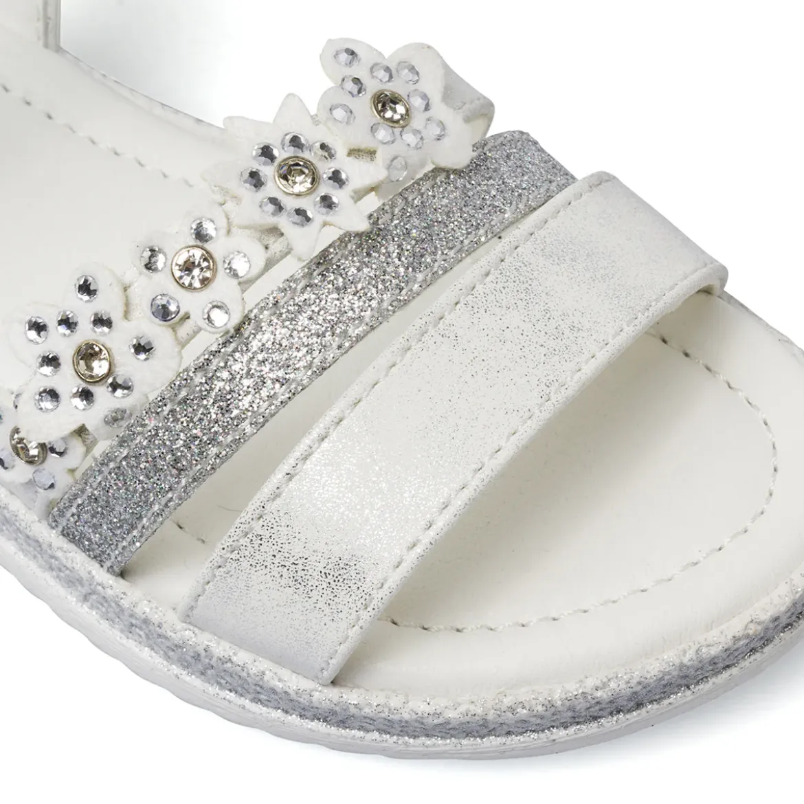 Sandali bianchi da Bambina con fiori e glitter Le scarpe di Alice