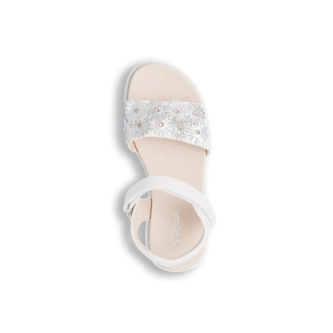 Sandali bianchi da Bambina e Ragazza con fiori e glitter Dieci Baci