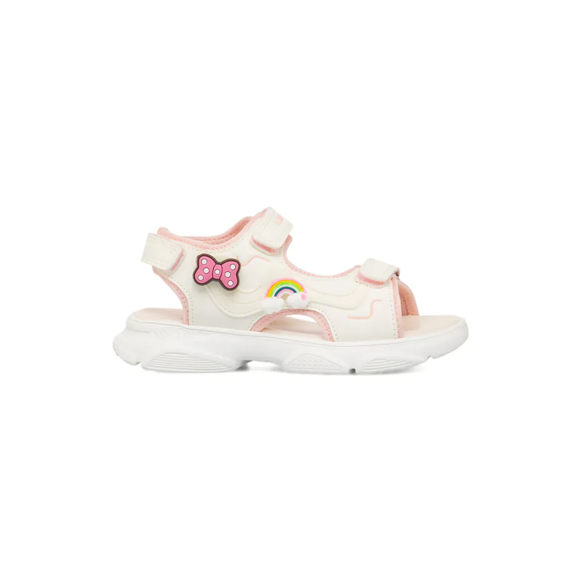 Sandali Bianchi da Ragazza con inserti rosa e patch rosa e arcobaleno Lumberjack