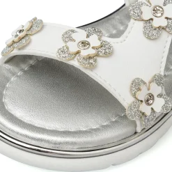 Sandali bianchi e argento da Bambina con dettaglio gioiello strass Le Scarpe di Alice