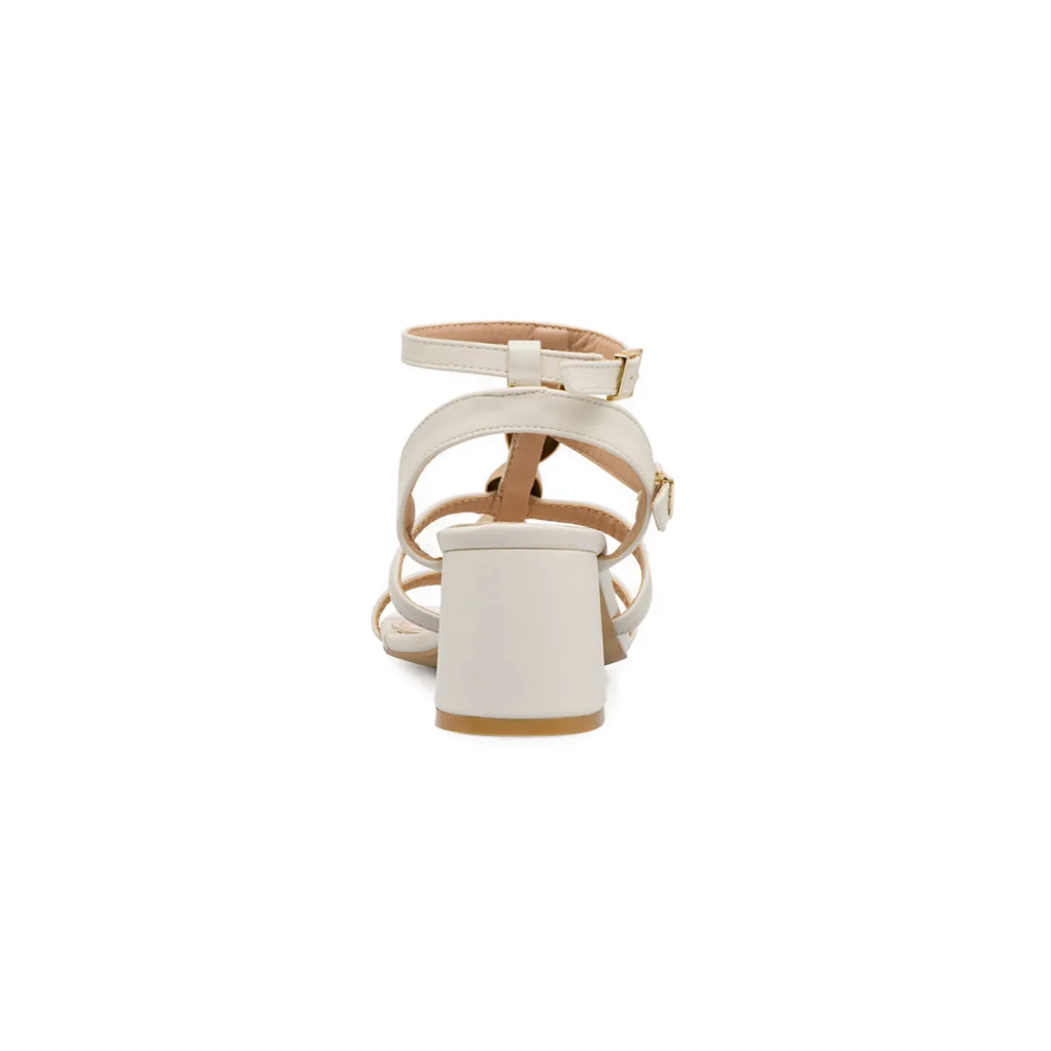 Sandali bianco off-white da Donna con tacco e inserti oro Lora Ferres