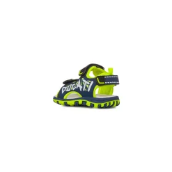 Sandali blu da Bambino con dettagli fluo e chiusura con strappo Ducati