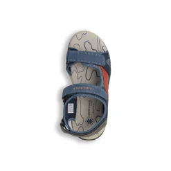 Sandali blu da Ragazzo con velcro e sottopiede in pelle Lumberjack