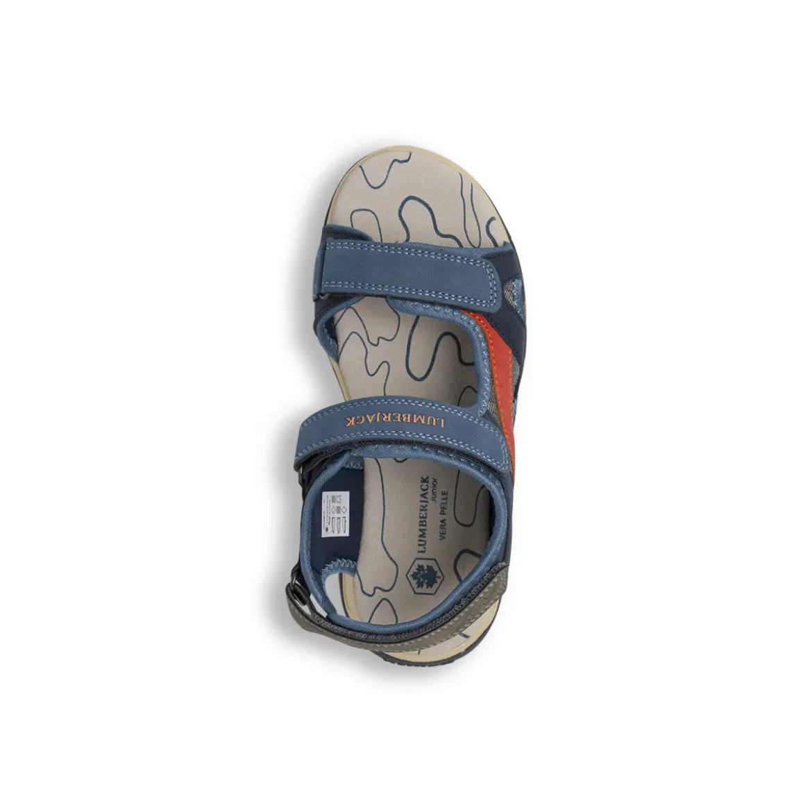 Sandali blu da Ragazzo con velcro e sottopiede in pelle Lumberjack
