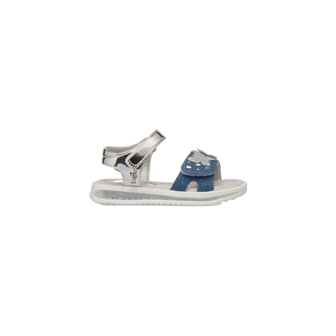 Sandali blu effetto jeans da Bambina con farfalle Le scarpe di Alice