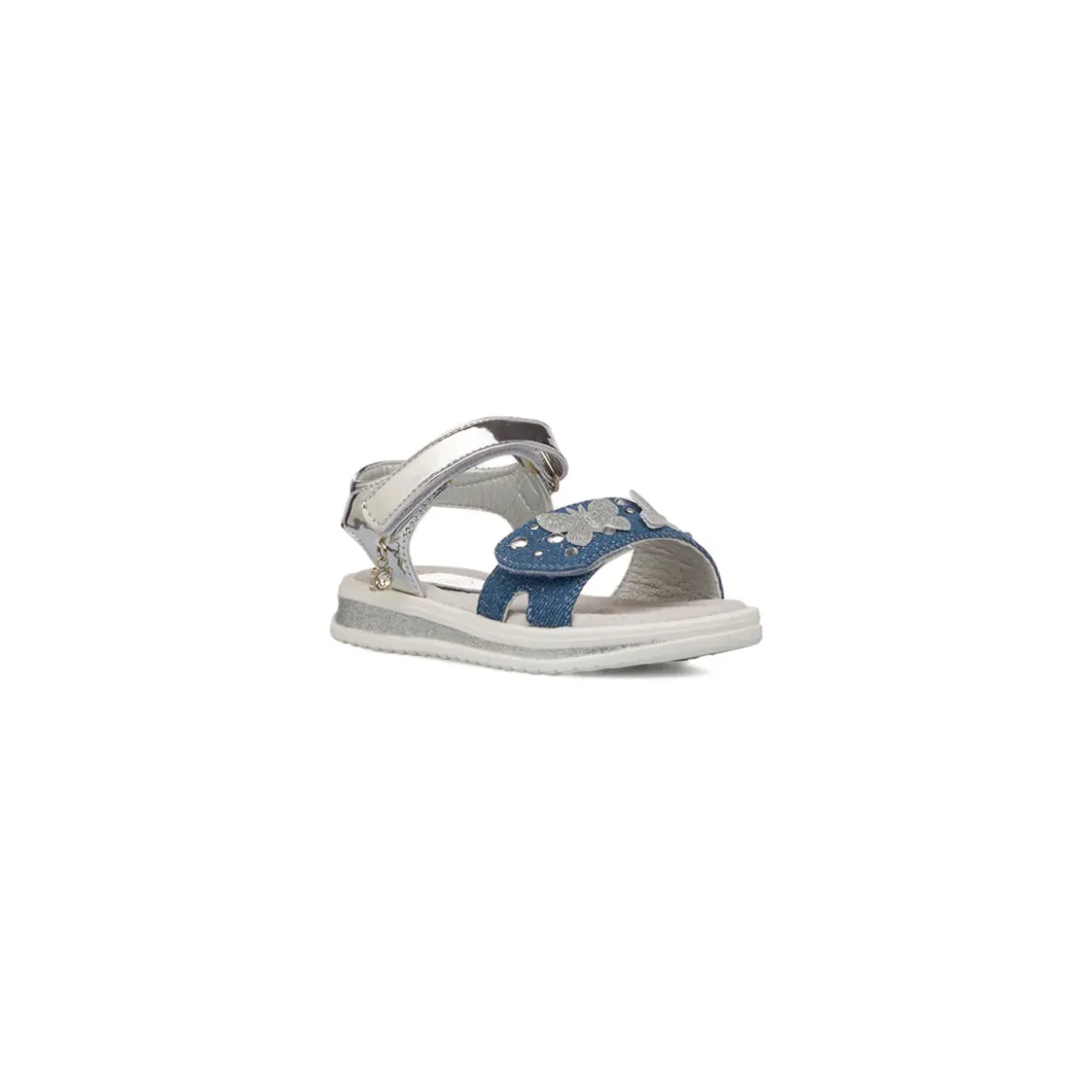 Sandali blu effetto jeans da Bambina con farfalle Le scarpe di Alice